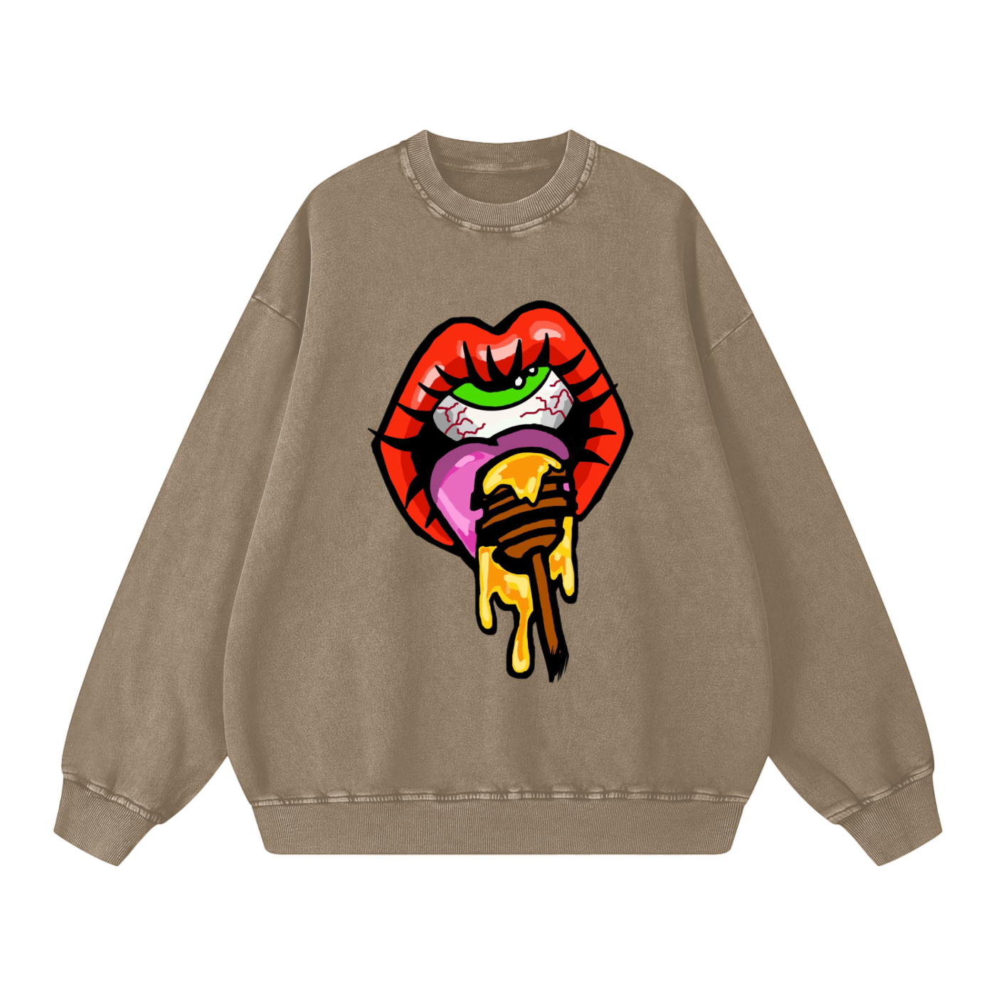 ‘Huny dipper’ Acid Wash Oversize Sweatshirt - 360 GSM