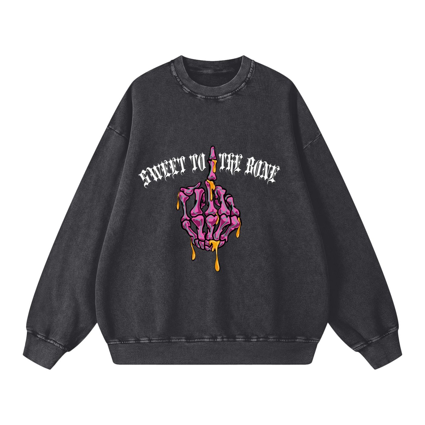 ‘Sweet to the bone’ Acid Wash Oversize Sweatshirt - 360 GSM