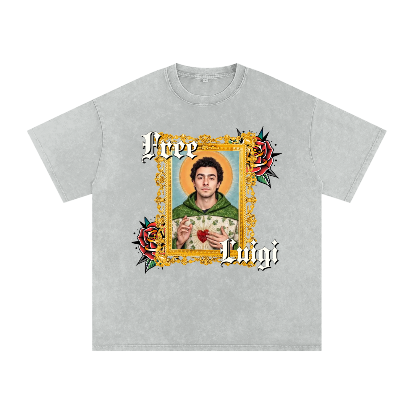 Free Luigi Acid Wash Oversize T-Shirt - 250 GSM