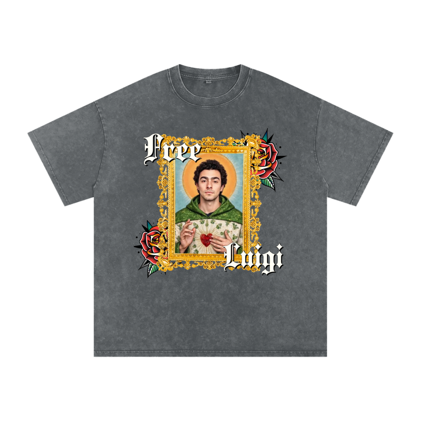 Free Luigi Acid Wash Oversize T-Shirt - 250 GSM