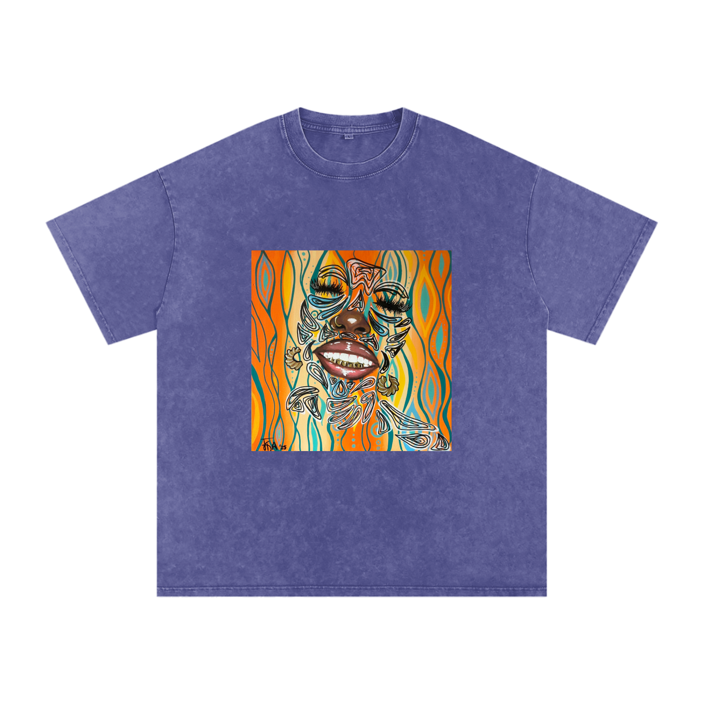 ‘Smile’ Snow Washed Oversized Cotton T-Shirt