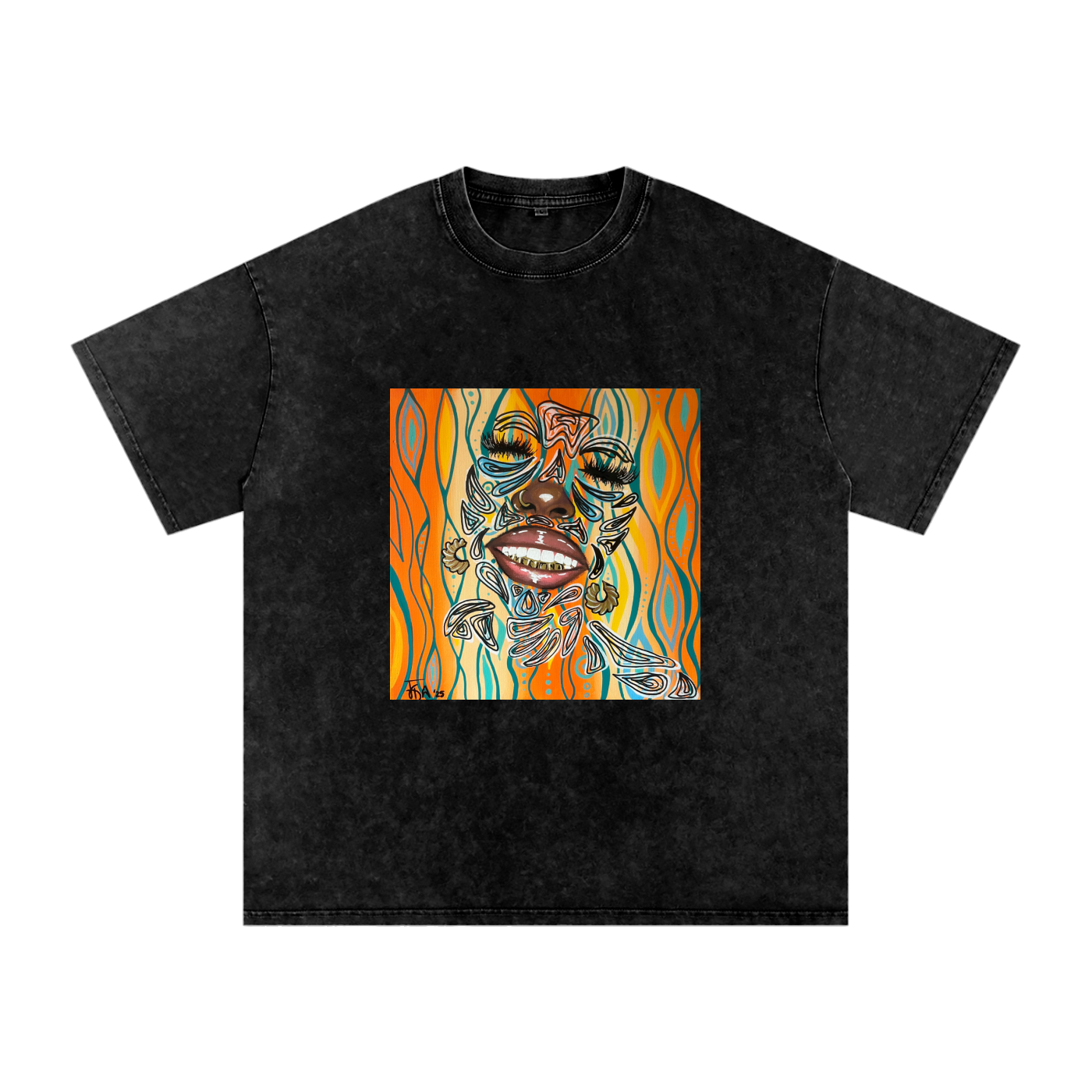 ‘Smile’ Snow Washed Oversized Cotton T-Shirt