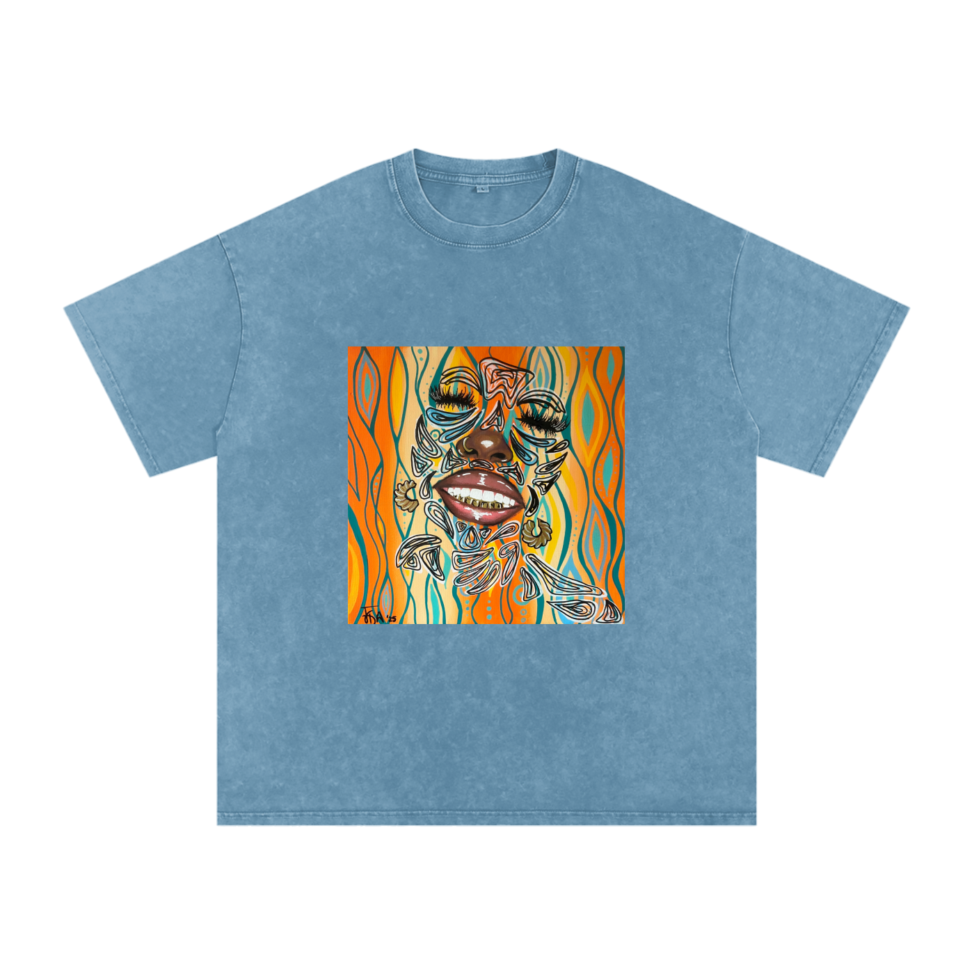 ‘Smile’ Snow Washed Oversized Cotton T-Shirt