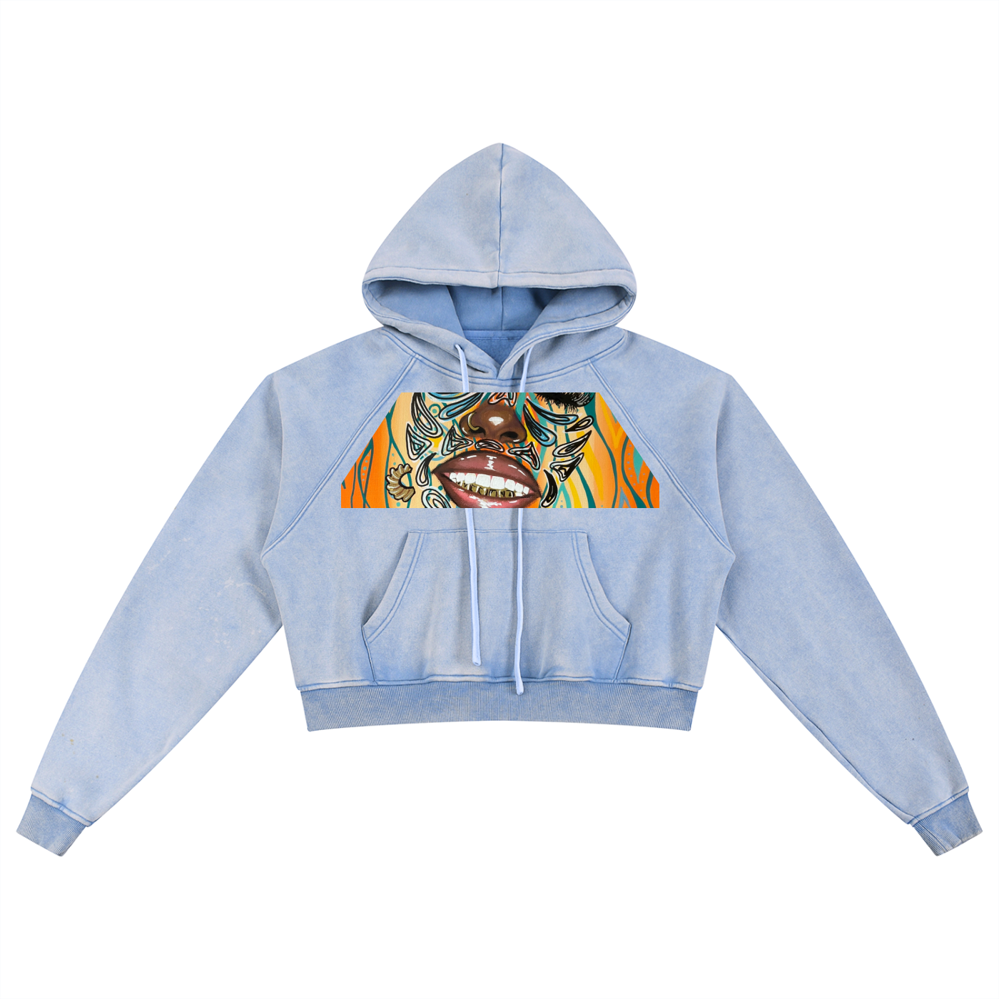 ‘Smile’ Snow Washed Cropped Hoodie