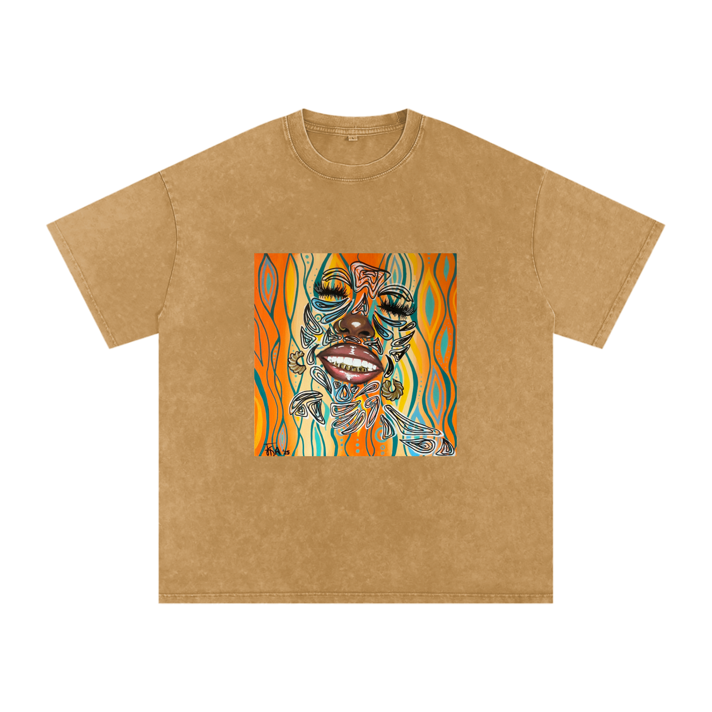 ‘Smile’ Snow Washed Oversized Cotton T-Shirt