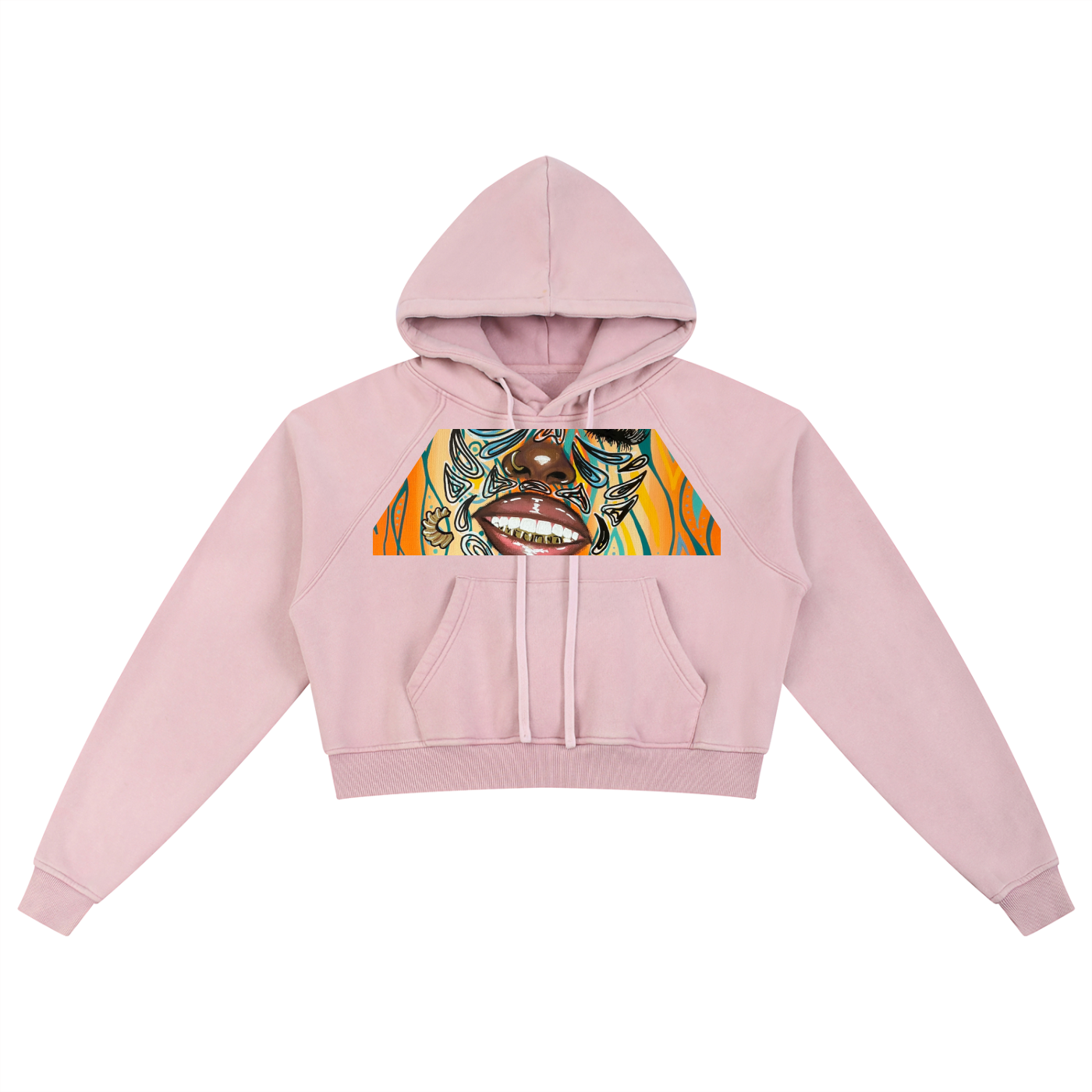 ‘Smile’ Snow Washed Cropped Hoodie