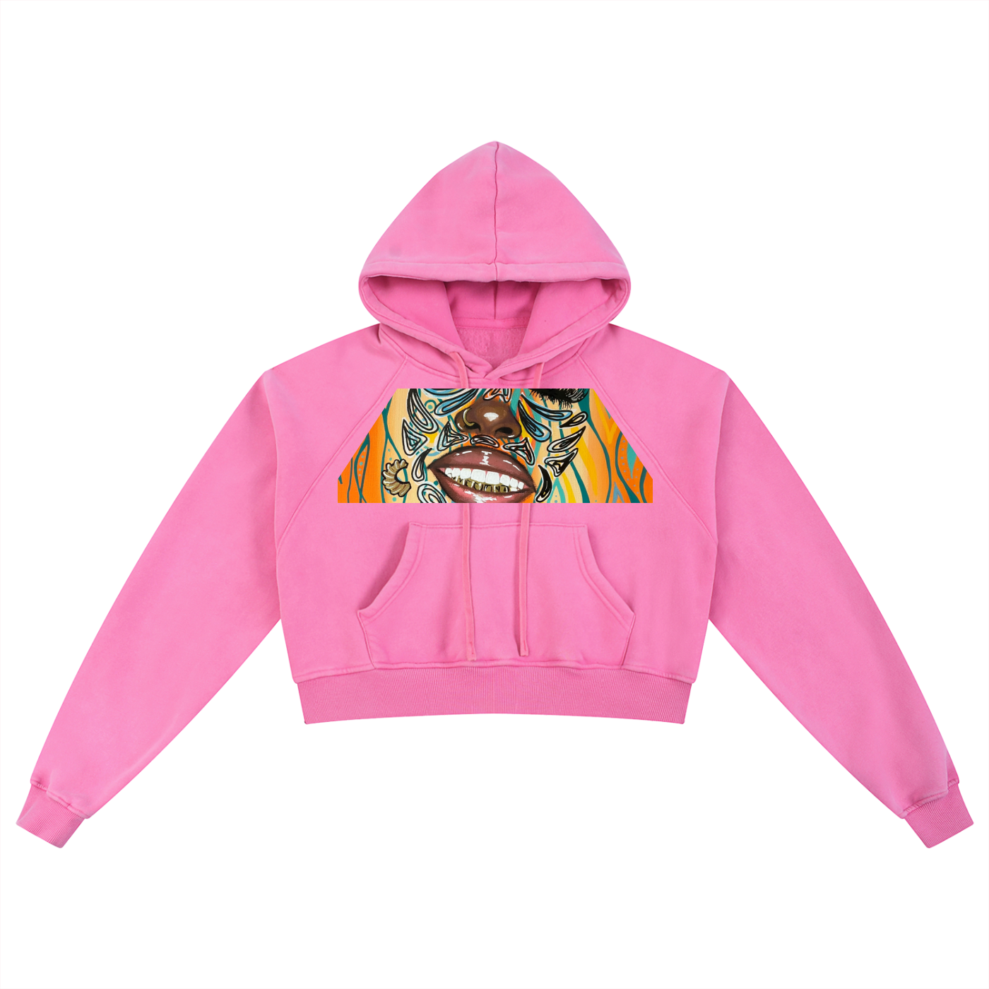 ‘Smile’ Snow Washed Cropped Hoodie