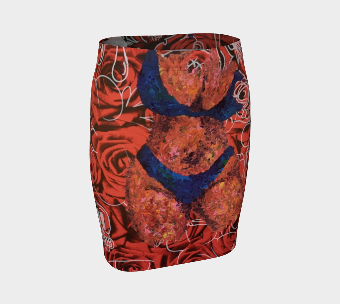 Graffiti Roses Fitted Skirt