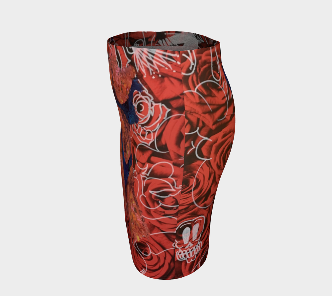 Graffiti Roses Fitted Skirt