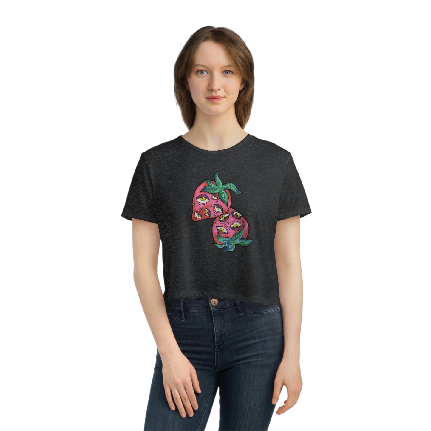 Berry vision Women's Flowy Cropped Tee