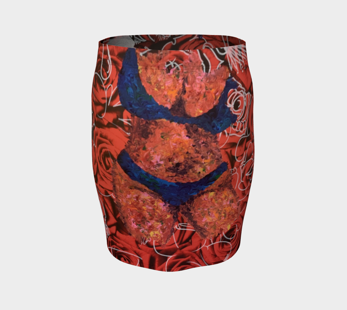 Graffiti Roses Fitted Skirt